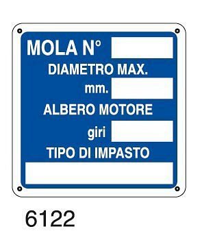 Mola n.Diametro max mm.Albero motore giri.Tipo di impasto - C - Alluminio 230x230 mm