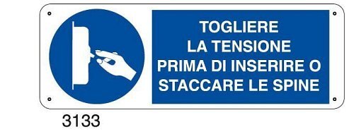 Togliere la tensione prima di inserire o staccare le spine - C - Alluminio 330x500 mm - Conf 10 pz.