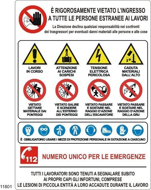 Cartello Multisimboli per cantieri