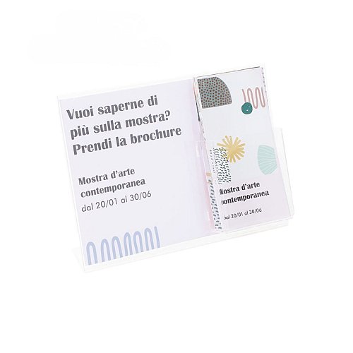 Portavvisi monofacciale base a L formato A4 orizzontale con tasca 1/3 A4