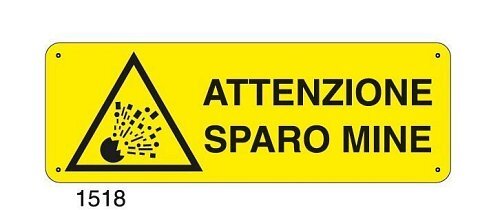 Attenzione sparo mine - C - Alluminio 330x500 mm - Conf 10 pz.