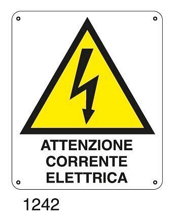 Attenzione corrente elettrica - A - Alluminio 145x185 mm