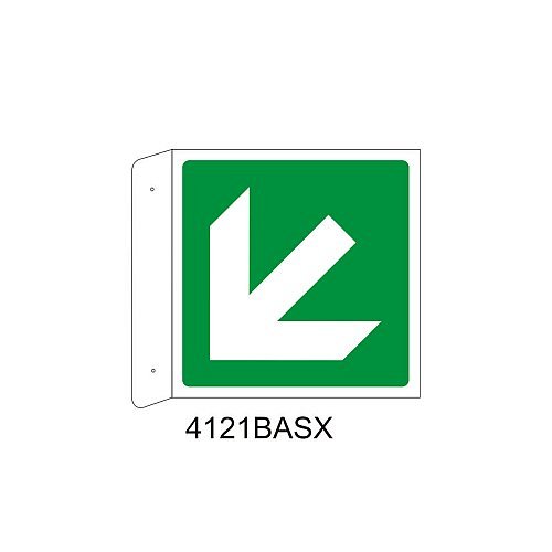 Direzione da seguire angolo sinistro - Alluminio - C - 230x230mm - Bifacciale a Bandiera - Non Luminescente - Conf.1 pz