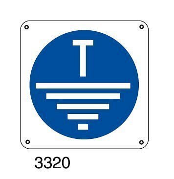 Obbligo di assicurarsi del collegamento elettrico a terra - D - Alluminio 435x435 mm