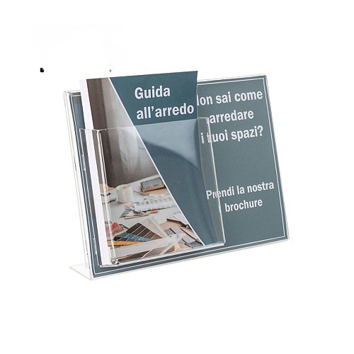 Portavvisi monofacciale base a L formato A4 orizzontale con tasca A5