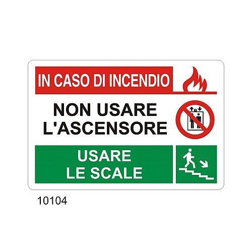 In caso di incendio non usare l'ascensore scale basso destra - AA - Alluminio 210x160 - Conf 10 pz.