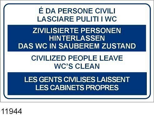 E' da persone civili lasciare puliti i WC - Alluminio piano - Conf 10 pz.