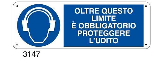 Oltre questo limite è obbligatorio proteggere l'udito - C - Alluminio 330x500 mm