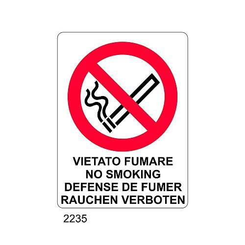 Vietato fumare, non smoking, defense de fumer,rauchen verboten - B - Alluminio 180x260 mm