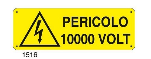 Pericolo 10000 volt - C - Alluminio 330x500 mm