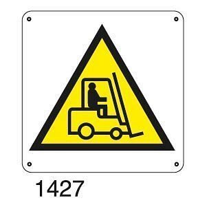 Pericolo passaggio carrelli - E - Alluminio 665x665 mm - Conf 10 pz.
