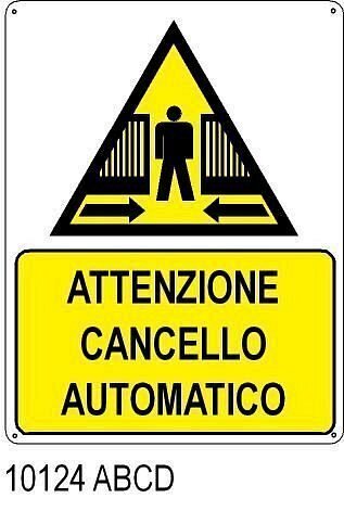 Attenzione cancello automatico - C - Alluminio 200x300 mm