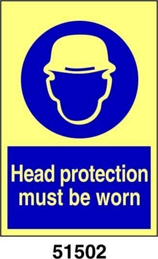 Head protection must be worn - A - PVL 150x200 mm