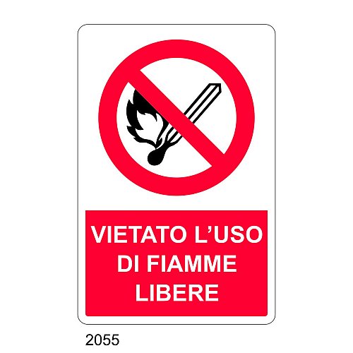 Vietato l'uso di fiamme libere - C - Alluminio 330x500 mm