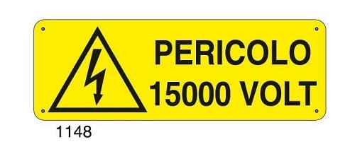 Pericolo 15000 volt - E - Alluminio 500x700 mm - Conf 10 pz.