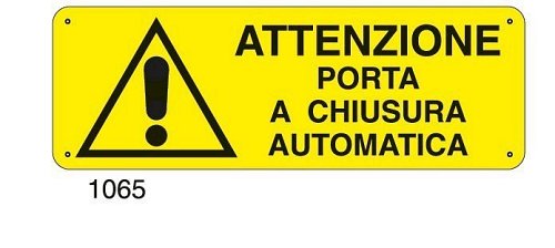 Attenzione porta a chiusura automatica - C - Alluminio 330x500 mm - Conf 10 pz.