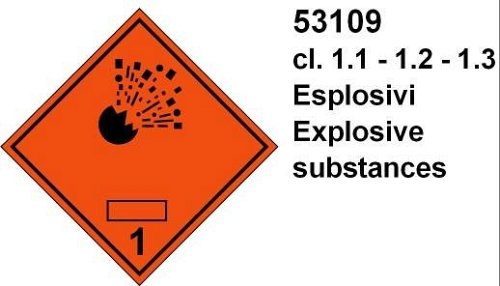 Esplosivi 1.1 - 1.2 - 1.3 - D - PVC adesivo - 300x300 mm
