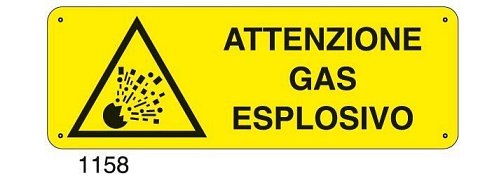 Attenzione gas esplosivo - D - Alluminio 1400x500 mm