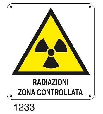 Radiazioni zona controllata - A - Alluminio 145x165 mm - Conf 10 pz.