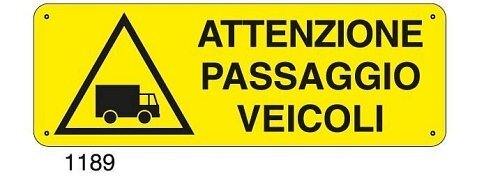 Attenzione passaggio veicoli - C - Alluminio 330x500 mm - Conf 10 pz.