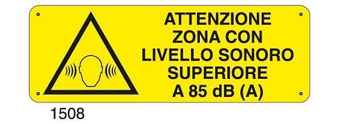 Attenzione zona con livello sonoro superiore a 85 dB (A) - B - Alluminio 765x270 mm