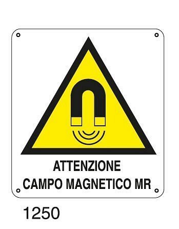 Attenzione campo magnetico MR - A - Alluminio 145x165 mm