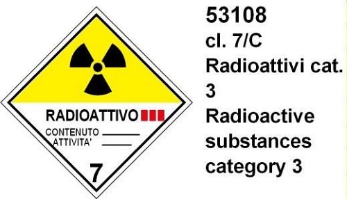 Radioattivi cat.3 cl 7/c - D - PVC adesivo - 300x300 mm