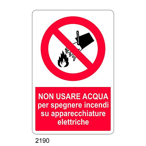 Non usare acqua per spegnere incendi su apparecchiature elettriche - C - Alluminio 330x500 mm