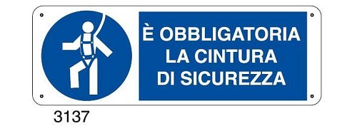 E' obbligatoria la cintura di sicurezza - C - Alluminio 330x500 mm
