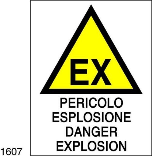 Pericolo di esplosione - danger explosion - B - Alluminio 220x280 mm