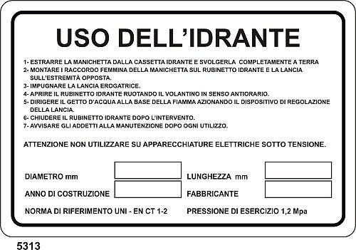 Uso dell'idrante - B - Alluminio 500x330 mm - Conf 10 pz.