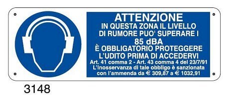 Attenzione in questa zona il livello di rumore può superare i 85dB. - C - Alluminio 330x500 mm - Conf 10 pz.
