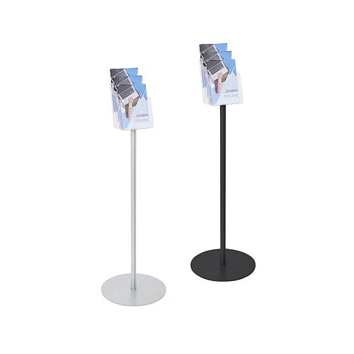 Porta depliant autoportante verniciato nero 3 tasche A5 verticale