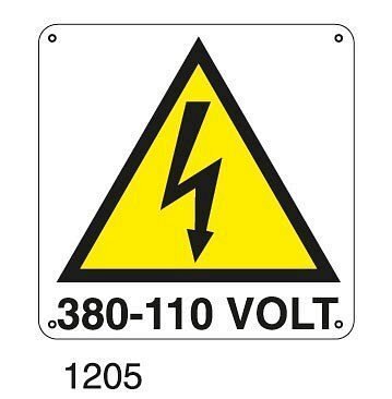 Pericolo 380-110 VOLT - B - Alluminio 220x220 mm