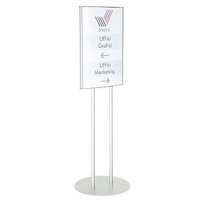 Minitotem Bifacciale con Targa 420×600 mm in Forex e PVC - Per interno