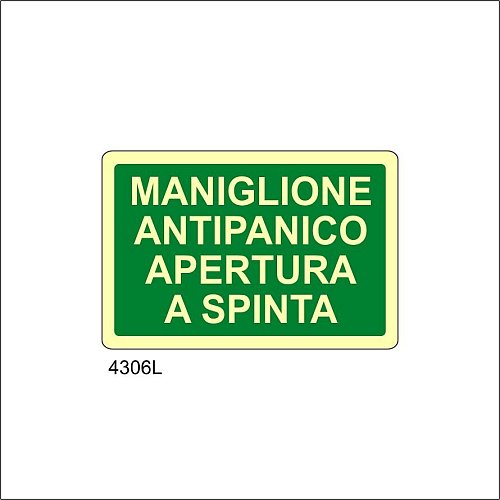 Maniglione antipanico apertura a spinta Luminescente - A - Alluminio Luminescente - 300x200 mm