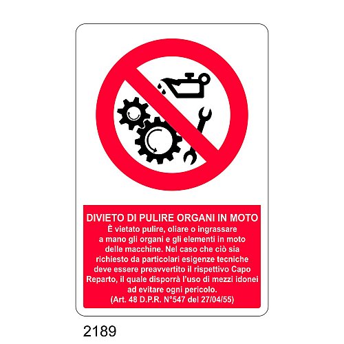 Divieto di pulire organi in moto - C - Alluminio 330x500 mm