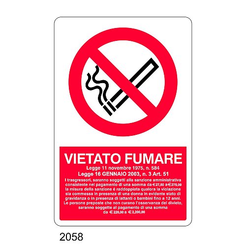 Vietato fumare con legge - C - Alluminio 330x500 mm
