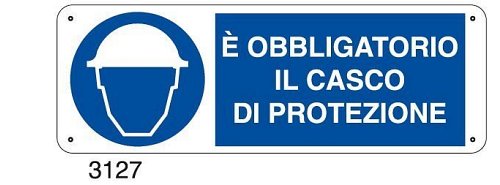 E' obbligatorio il casco di protezione - C - Alluminio 330x500 mm