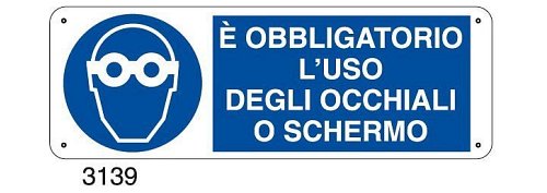 E' obbligatorio l'uso degli occhiali o schermo - C - Alluminio 330x500 mm