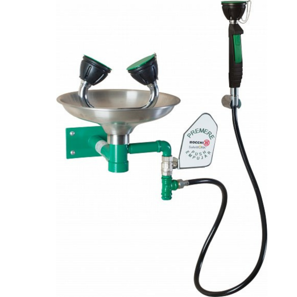 Doccia Lavaocchi Di Emergenza In Acciaio Inox 304 - Sistema Sicurezza Per Laboratori E Industrie - Flusso 12L/min